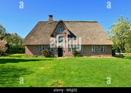 Friesische Haus Oomrang Hus im friesischen Dorf Nebel, Amrum, Nordfriesische Inseln, Nordfriesland, Schleswig-Holstein, Deutschland Stockfoto