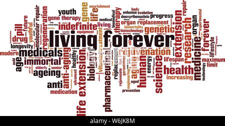 Forever Living word cloud Konzept. Collage aus Worte über Forever Living. Vector Illustration Stock Vektor