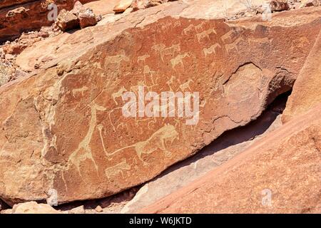 Felszeichnungen in Namibia Stockfoto