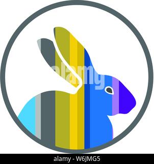 Stilisierte bunte Hasen im Kreis für Mascot Logo Vorlage Stock Vektor