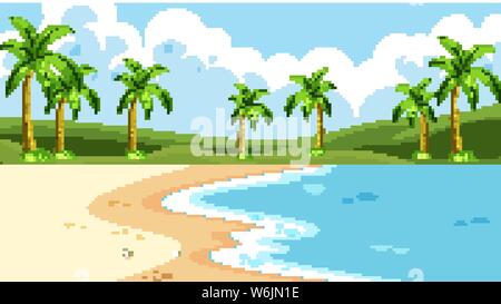 Leere Natur Strand Ozean Küste Landschaft illustration Stock Vektor