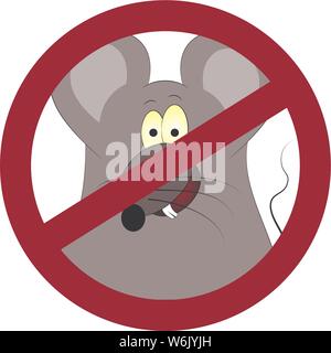 Anti pest Zeichen mit einem lustigen Cartoon Ratte. Vector Illustration. Stock Vektor