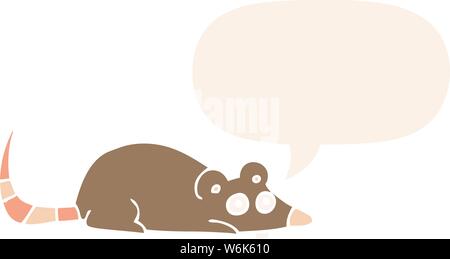 Cartoon Maus mit Sprechblase im Retro-Stil Stock Vektor