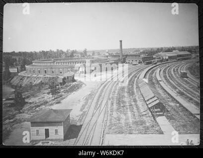 Roundhouse, Chattanooga Eisenbahn, Atlanta, 1864; Allgemeine Hinweise: Verwenden Sie Krieg und Konflikt Nummer 210 bei der Bestellung eine Reproduktion oder Anforderung von Informationen zu diesem Bild. Stockfoto