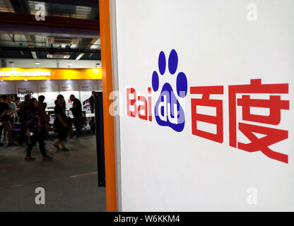 ---- Ein Logo von Baidu wird dargestellt, während der Expo in Shanghai, China, 16. September 2017. Chinesische künstliche Intelligenz Riese Baidu Mittwoch (3 J Stockfoto