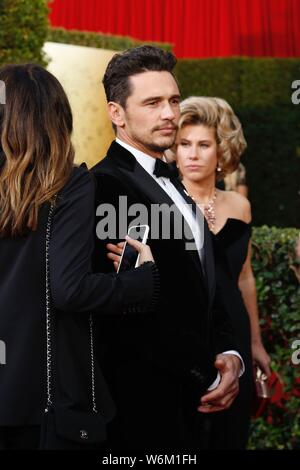Amerikanische Schauspieler James Franco kommt auf dem roten Teppich für die 75 Golden Globe Awards in Los Angeles, Kalifornien, USA, 7. Januar 2018. Stockfoto