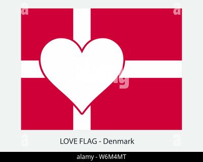 Ich liebe Dänemark, Vektor Flagge mit Herz Zeichen symbolisiert die Liebe für das Land Stock Vektor