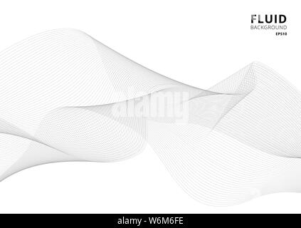 Abstrakte grau glatte Linien gekrümmte Wellenlinie wave auf weißem Hintergrund. Design Element. Vector Illustration Stock Vektor