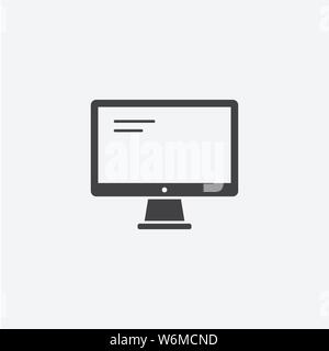 Symbol für die Bildschirmgyphe. Monochromes Design einfaches Element. Schwarzes Farbmonitorsymbol für Web und Mobilgeräte. Computersammlung Stock Vektor