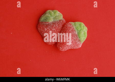 Jelly strawberry Rot und Grün Stockfoto