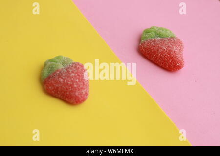 Jelly strawberry Rot und Grün Stockfoto