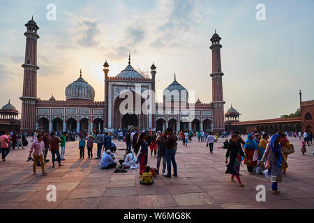 Indien, Delhi, Old Delhi, Jama Masjid Moschee errichten von Shah Jahan, der moghol Kaiser Stockfoto