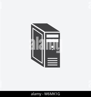 Symbol für die Glyphe der Systemeinheit. Monochromes Design einfaches Element. Symbol für schwarze Systemeinheit für Web und mobile Geräte. Computersammlung Stock Vektor