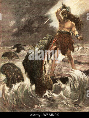 Abbildung: eine Szene aus der nordischen Mythologie Stockfoto