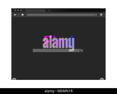 Schwarz Internet Browser Fenster. NDark Thema der Benutzeroberfläche in einem Modus "Nacht" Stock Vektor