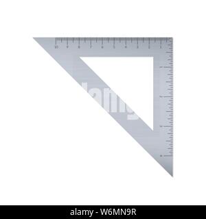 Stahl gleichschenkliges Dreieck mit metrischen und imperialen Einheiten Lineal Maßstab Stock Vektor