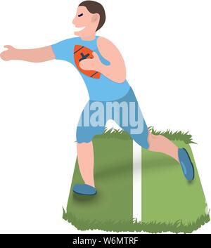 Rugby player Symbol. Sport Label auf weißem Hintergrund. Charakter Cartoon Stil. Vector Illustration. Stock Vektor