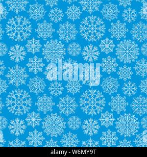 Dekorative Schneeflocken, nahtloser Hintergrund. Weihnachtsdekoration, Wintermuster. Vektorgrafik Stock Vektor