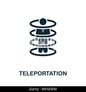 Symbol für Teleportationsvektor. Kreative Zeichen aus Wissenschaft Ikonen Sammlung. Gefülltes flaches Teleportation-Symbol für Computer und Handy Stock Vektor