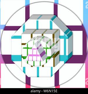 3d geometrische Formen, bunte, abstrakte Muster, Textur, schöne, attraktive Stockfoto