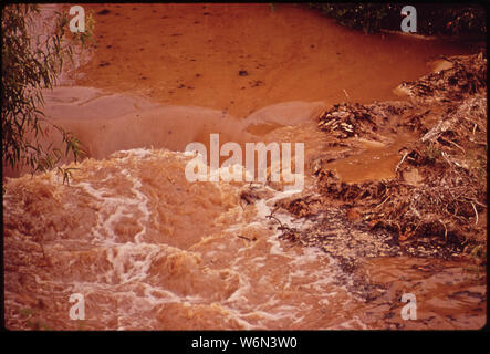 Weißer Schaum verschmutzt Mill Creek. Das ABWASSER AUS DER CALCASIEU PAPIERFABRIK IN ELIZABETH, LA. Fließt IN DEN CREEK, WO DIE AUSWIRKUNGEN DER VERSCHMUTZUNG KANN MAN 30 MEILEN SÜDLICH DER MÜHLE. Stockfoto