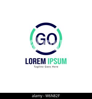 Erste gehen logo Vorlage mit modernen Rahmen. Minimalistische schreiben KLICKEN SIE logo Vector Illustration Design Stock Vektor