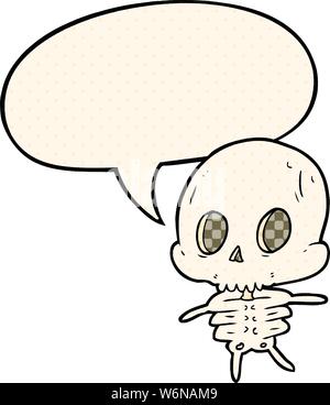 Cute cartoon Skelett mit Sprechblasen im Comic Stil Stock Vektor