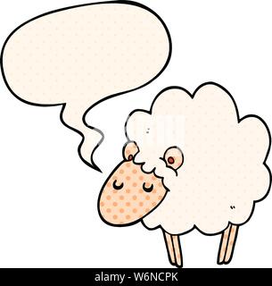 Cartoon Schaf mit Sprechblasen im Comic Stil Stock Vektor