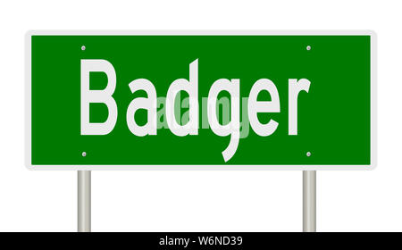 Rendering von einem grünen Hinweisschild für Badger Alaska Stockfoto