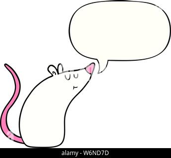 Cartoon weiße Maus mit Sprechblase Stock Vektor