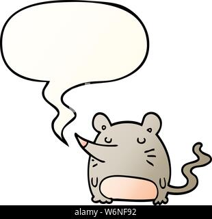 Cartoon Maus mit Sprechblase in glatten Farbverlauf Stock Vektor