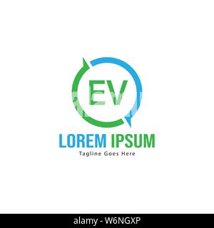 Erste EV logo Vorlage mit modernen Rahmen. Minimalistische EV schreiben logo Vector Illustration Design Stock Vektor