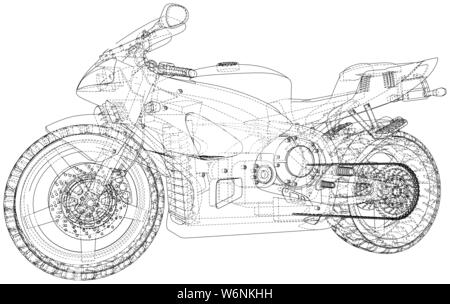 Blueprint sport Bike. EPS 10-Format. Vektor erstellt von 3d Stock Vektor