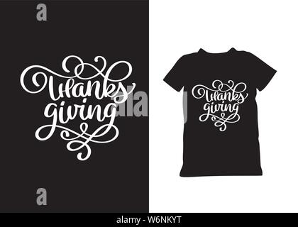 Thanksgiving handgezeichnete Schriftz Fröhliche weiße Text isoliert. Wenden Thanksgiving Day Typografie. Für Urlaubsbanner, Designs, T-Shirt Stock Vektor