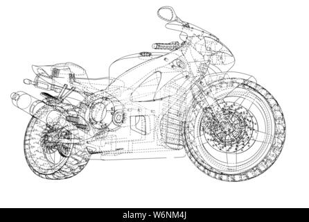 Blueprint sport Bike. EPS 10-Format. Vektor erstellt von 3d Stock Vektor