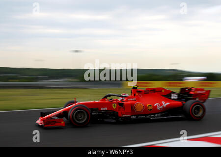 Budapest, Ungarn. 2. Aug 2019. #16 Charles Leclerc, Scuderia Ferrari. GP von Ungarn, Budapest 2-4 August 2019. Budapest 02/08/2019 GP von Ungarn Formel 1 Meisterschaft 2019 Rennen Foto Federico Basile/Insidefoto Credit: insidefoto Srl/Alamy leben Nachrichten Stockfoto