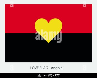 Ich liebe Angola, Vektor Flagge mit Herz Zeichen symbolisiert die Liebe für das Land Stock Vektor