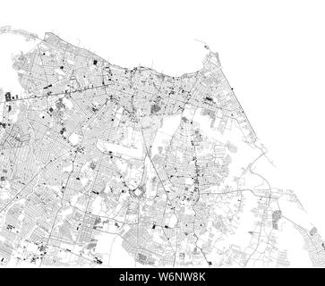 Satelliten Karte von Fortaleza, der Hauptstadt des Bundesstaates Ceará im Nordosten Brasiliens. Karte von Straßen und Gebäuden der Stadt Zentrum Stock Vektor