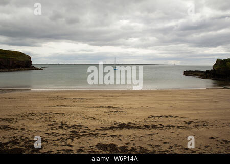 Eine der wenigen Buchten in der touristischen Ortschaft Dunmore East im County Waterford, Irland. Stockfoto