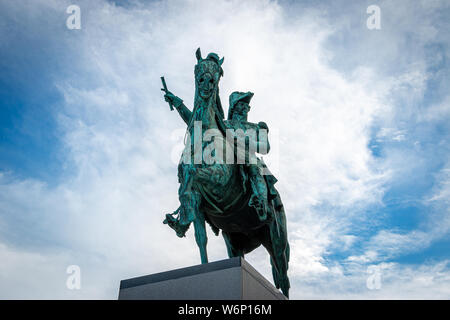 Die Statue von Karl XIV Johan ist ein Reiterstandbild von Karl XIV Johan, König von Schweden und Norwegen 1818-1844 Stockfoto