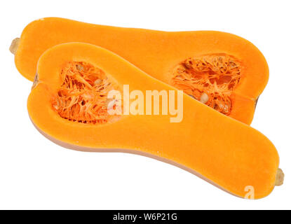 Butternut-kürbis Abschnitt auf Weiß isoliert Stockfoto