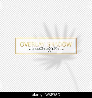 Overlay Schatteneffekt. Vektor palm leaf auf transparentem Hintergrund. Es für Präsentationen und Poster. Blatt unter Freistellungsmaske und kann bearbeitet werden. Stock Vektor