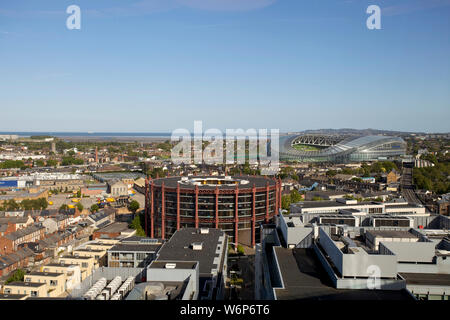 Antenne drone Ansicht der Gasometer und Aviva Stadium Dublin Stockfoto