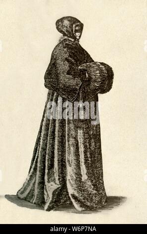 "A Dutch Lady im Freien Kleid", 1640, (1937). Von "Geschichte der amerikanischen Kostüm - Buchen Sie eine 1607-1800", von Elisabeth McClellan. [Tudor Publishing Company, New York, 1937] Stockfoto