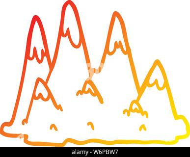 Warme abstufungslinie Zeichnung einer Cartoon Berge Stock Vektor
