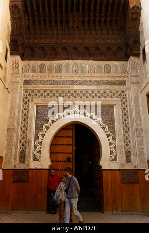 Universität von al-Qarawiyyin (Al-Karaouine) die älteste bestehende, kontinuierlich betriebene Hochbildungsträger der Welt, Fez, Marokko, Afrika. Stockfoto