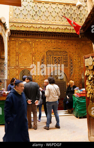 Universität von al-Qarawiyyin (Al-Karaouine) die älteste bestehende, kontinuierlich betriebene Hochbildungsträger der Welt, Fez, Marokko, Afrika. Stockfoto