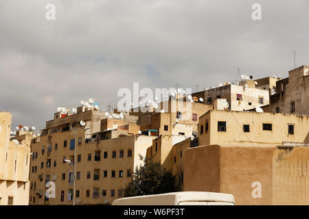 Färbereien, Gerbereien, Fez, Marokko, Nordafrika. Stockfoto