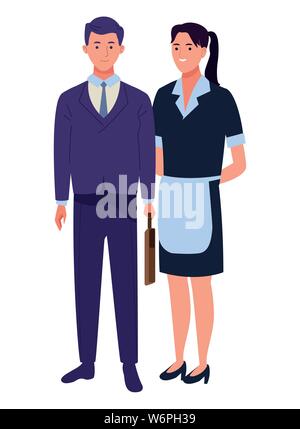 Fachleute Arbeiter Paar lächelnde Cartoons Stock Vektor