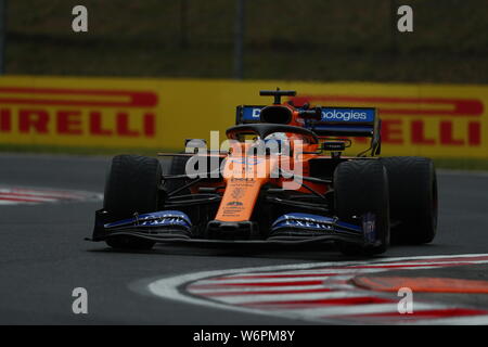 Budapest, Ungarn. 02 Aug, 2019. #55 Carlos Sainz Jr McLaren Renault. GP von Ungarn, Budapest 2-4 August 2019 Credit: Unabhängige Fotoagentur/Alamy leben Nachrichten Stockfoto